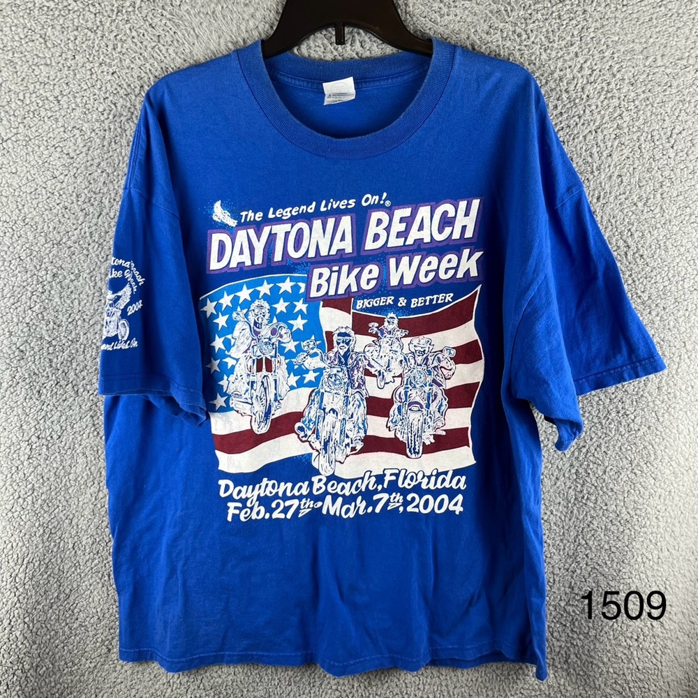 Delta Size 2XL Vintage 2004 Daytona Beach Bike Week Blue Cotton Shirt